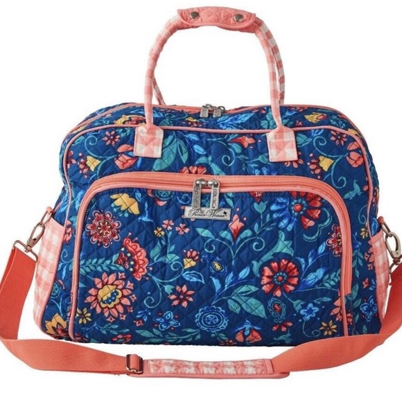 The Pioneer Woman Weekender Bag Mazie Blue Floral Quilted Travel Tote - Picture 1 of 8